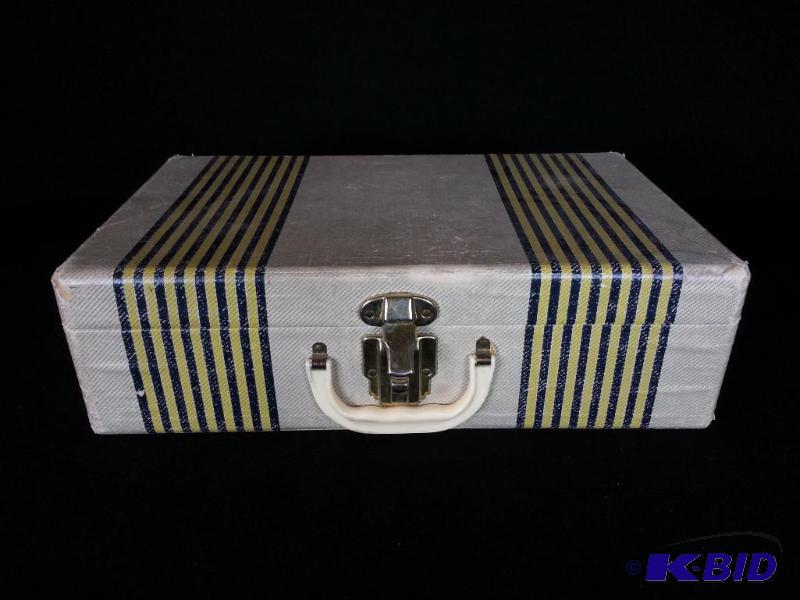lot 56 image: Antique Art Deco Mid Century Suitcase Trunk  ...
