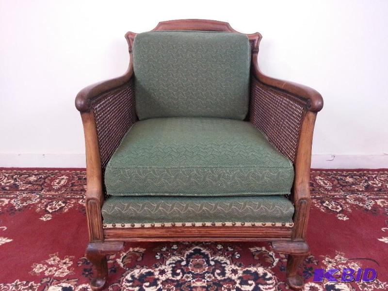 lot 7 image: Vintage Comfortable Cane-back Chair  Upholste...