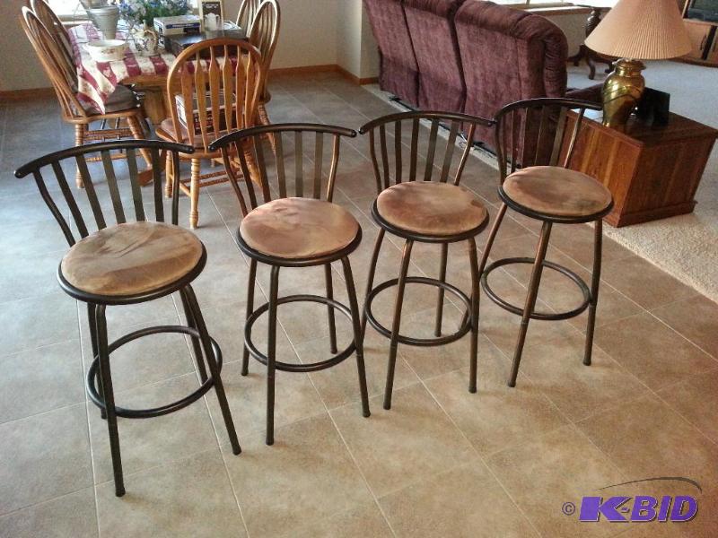 lot 71 image: Lot of (4) Microfiber Bar Stools  Excellent c...