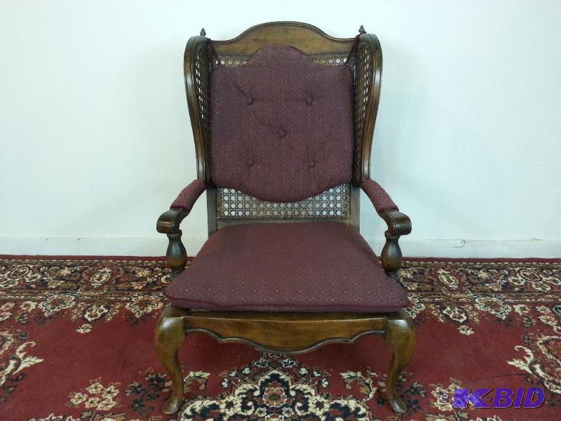 lot 8 image: Vintage Cane-back Wing-back Chair  Another go...