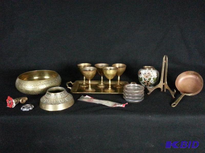 lot 87 image: Lot of (18) Various Metal Pieces - Brass, Copper, Etc.