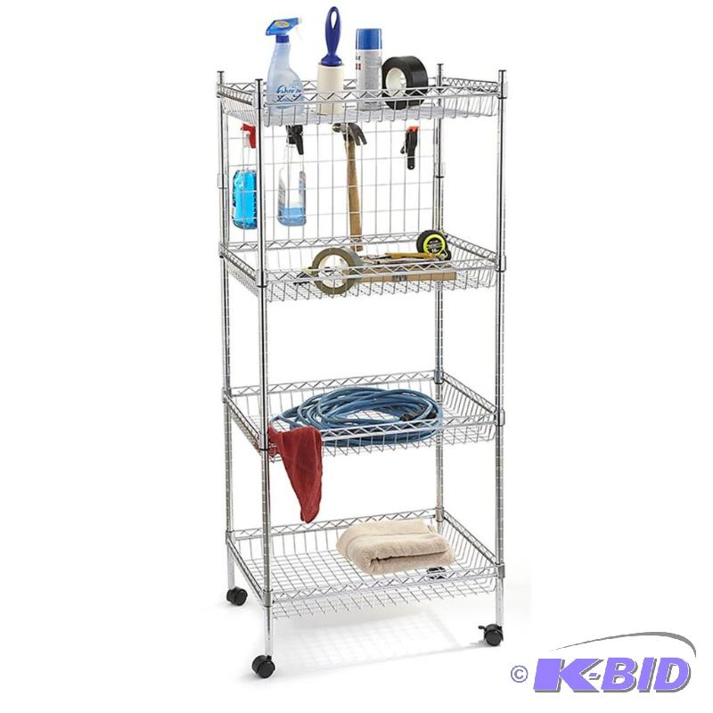 Hawk Metal Tool Rack, 4 shelves, caster wheel...