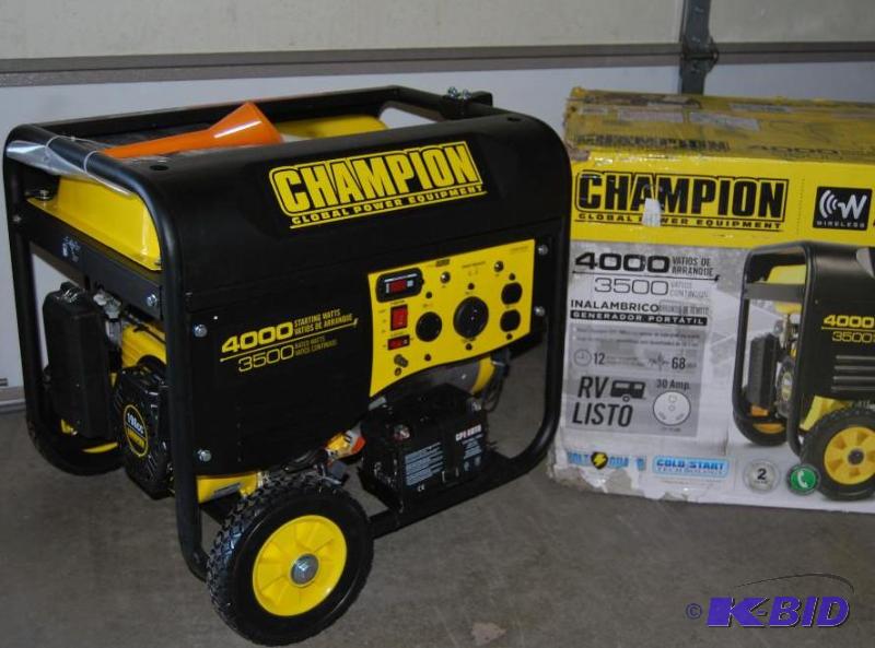 Champion Remote Start Gas Generator, 3,500 ru...