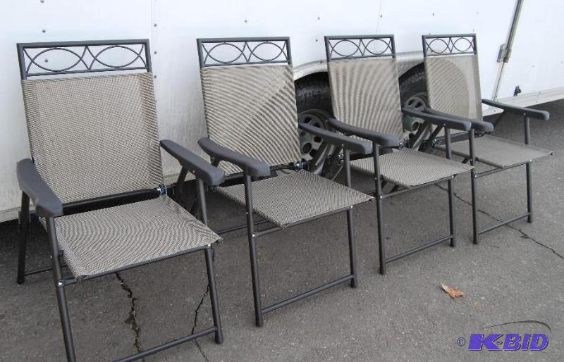Set of 4 Folding Patio Chairs, breathable tex...