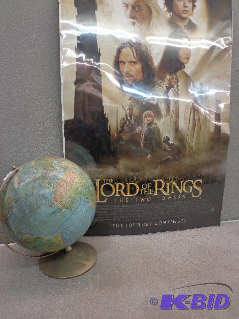 lot 112 image: Globe and Poster   Poster is Lord of the Ring...