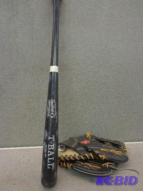 lot 128 image: Rawlings Baseball Bat and Regent Glove  ...