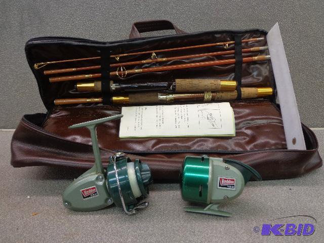 lot 144 image: Heddon Model Z22 Case with 2 Fishing Rods   C...