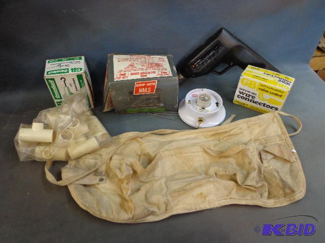 lot 38 image: Box of Assorted Electrical Hardware and Black...
