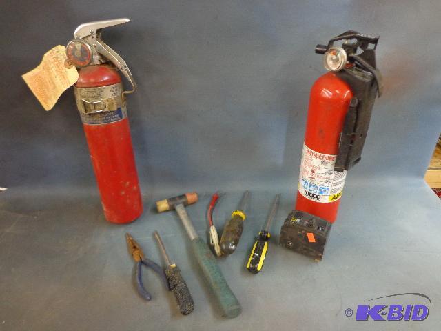 lot 45 image: Fire Extinguishers (2) and Assorted Items   E...
