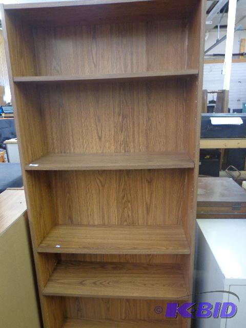 lot 55 image: Bookshelf   29 x 68 x 10  Good shape  Particl...