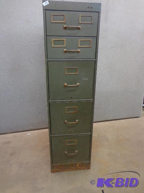 lot 73 image: 5 Drawer File Cabinet   14 x 27 x 52  good co...