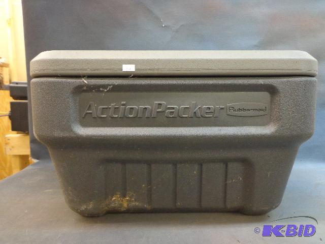 lot 84 image: Action Packer Tote   has some painting suppli...
