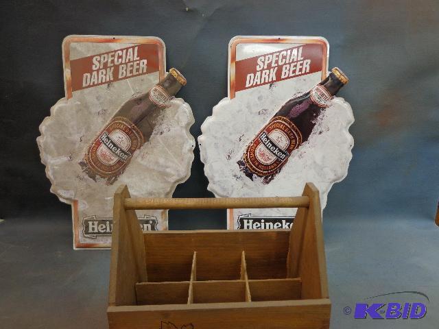 lot 91 image: Bottle Holder and (2) Beer Signs   Crown Roya...