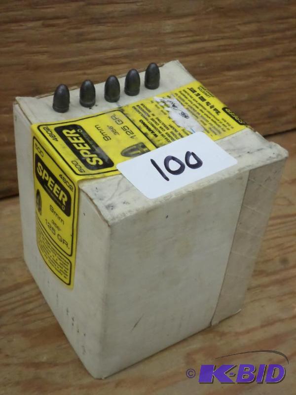 lot 100 image: Approx (250) Speer 9mm 125gr Bullets...