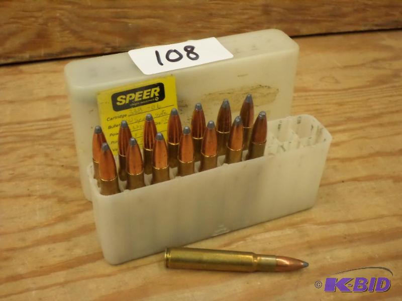 lot 108 image: (15) Speer .338-06 260gr Soft Point Rounds...