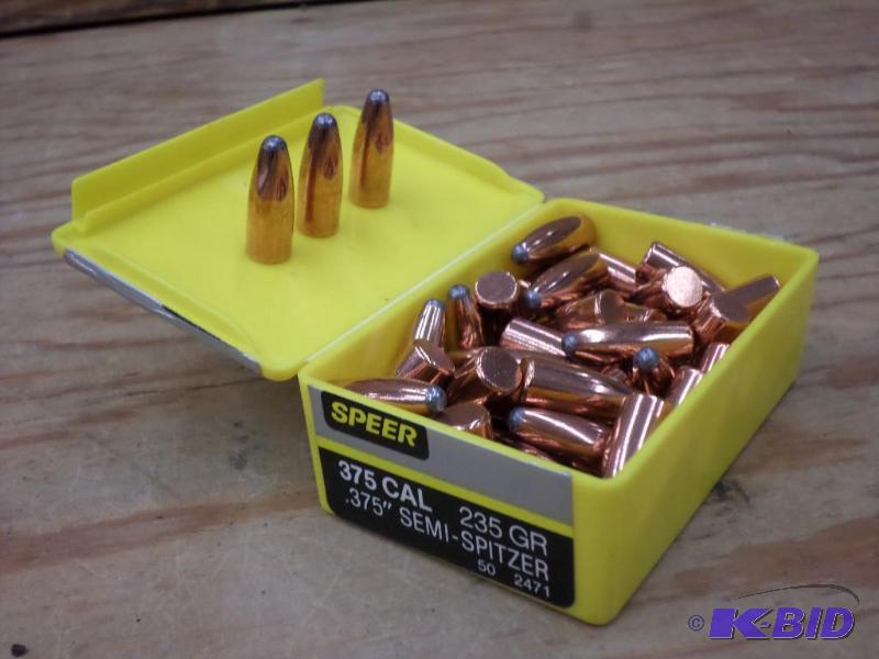 lot 115 image: Box Of Speer 235gr .375 Semi-Spitzer Bullets...