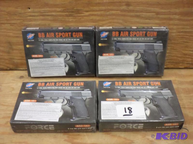 lot 18 image: (4) New 6mm-BB Air Soft Pistols With 10-Round...