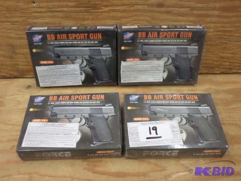 lot 19 image: (4) New 6mm-BB Air Soft Pistols With 10-Round...
