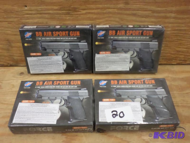 lot 20 image: (4) New 6mm-BB Air Soft Pistols With 10-Round...