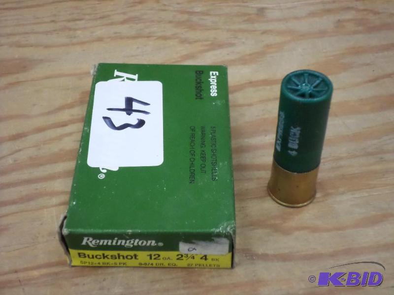lot 43 image: (5) Remington 12-Gauge 2.75" #4 Buckshot...