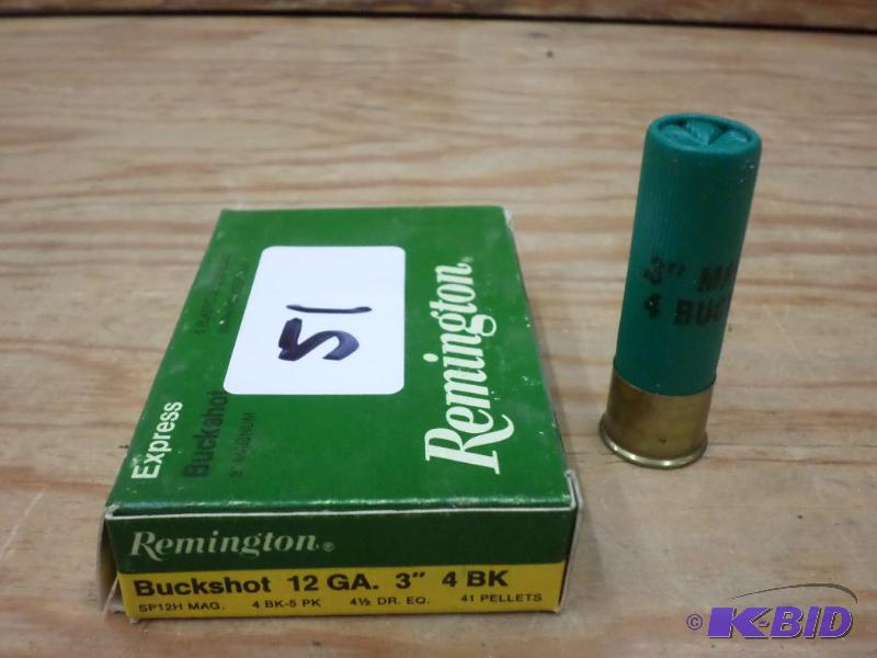 lot 51 image: (5) Remington 12-Gauge 2.75" #4 Buckshot...