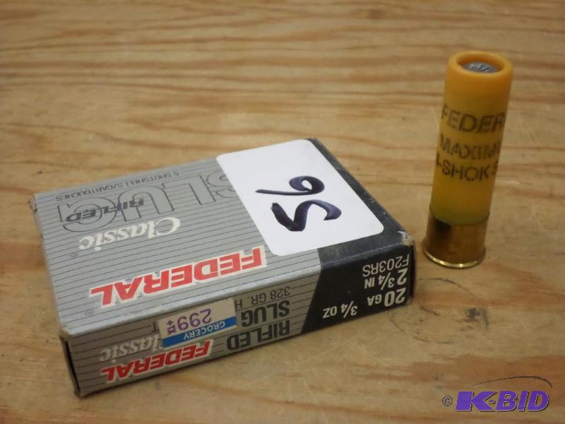 lot 56 image: (5) Federal 20-Gauge 2.75" 34oz Rifled ...