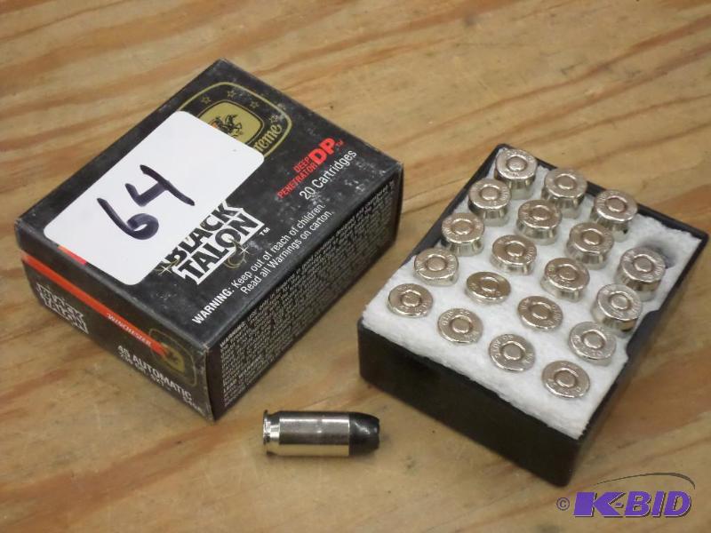 lot 64 image: (20) Rounds Winchester Black Talon .40S&ampW...