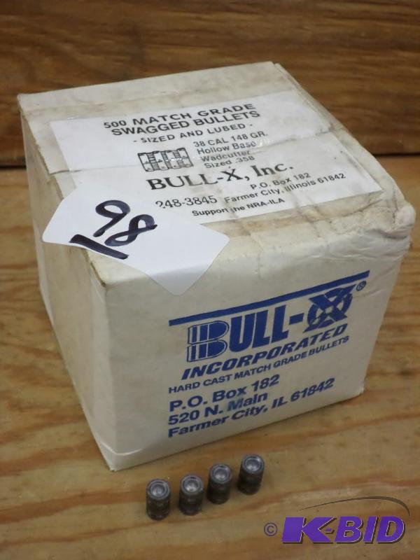 lot 98 image: (500) Bull-X Match Grade .38 148gr Hollow Bas...