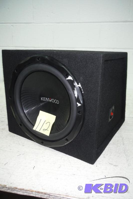 lot 112 image: 12 Subwoofer box w blown Kenwood sub