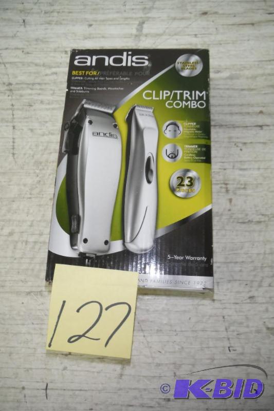 lot 127 image: Andis 23-Piece Clipper and Trimmer Combo Pack, Silver (20140)