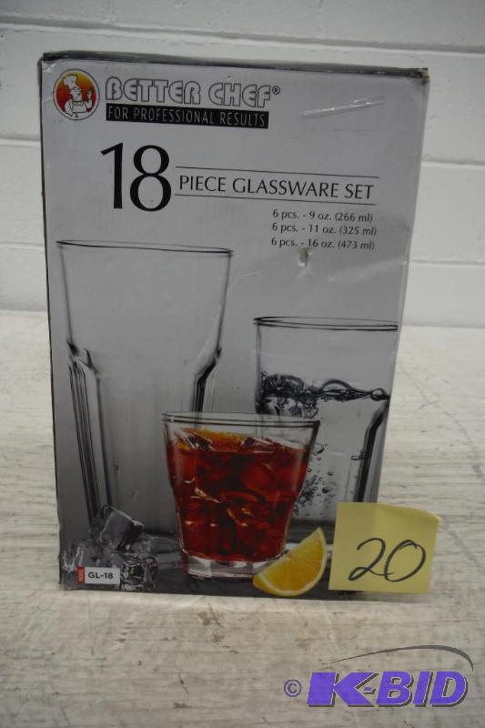 lot 20 image: Better Chef 18-Piece Glassware Set