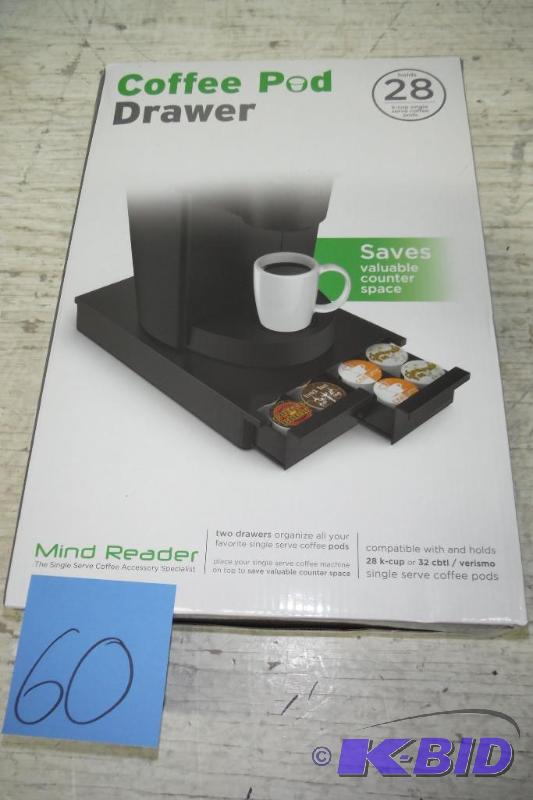 lot 60 image: Mind Reader DBLTRY-BLK Ledge 28-K-Cup Coffee Pod Double Drawer, Black