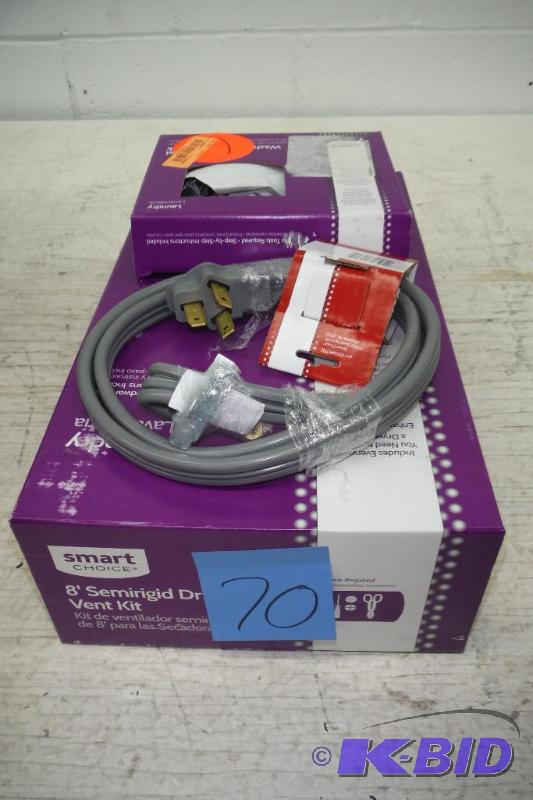 lot 70 image: 8 Semirigid Dryer VentElectric Dryer PlugHot and Cold Stainless Water Lines For Washer