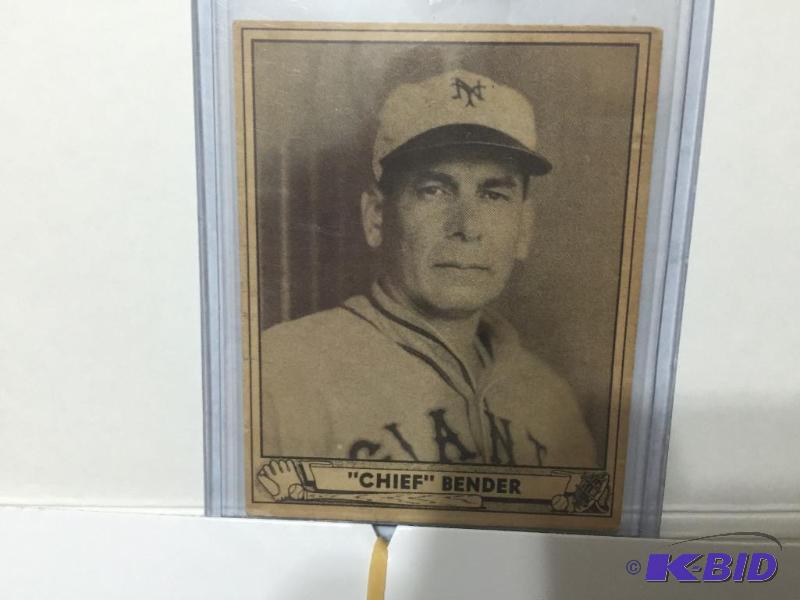 lot 24 image: 1940 Chief Charles Bender Baseball Card, very...