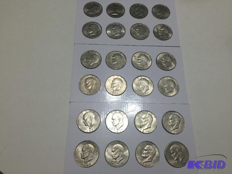 lot 26 image: qty 24 Ike dollars, various dates...