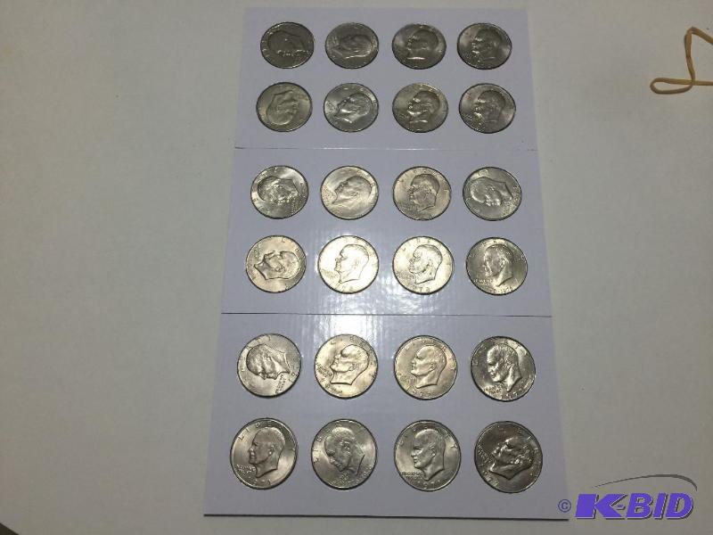 lot 27 image: qty 24 Ike dollars, various dates...