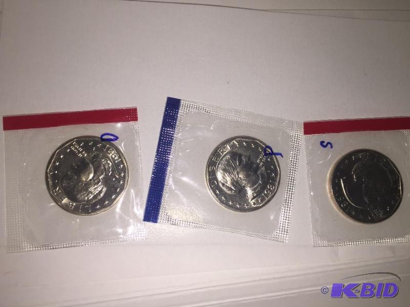 lot 31 image: 1980 Susan B Anthony Mint Set, P-D-S Coins...
