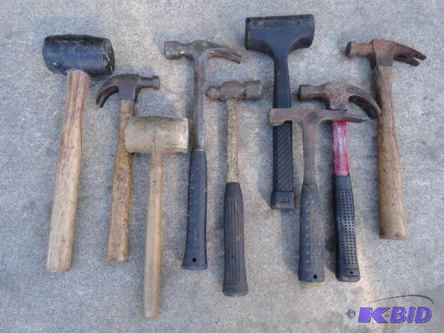 lot 109 image: Rubber hammers, claw hammers, dead blow, maso...