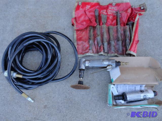 lot 117 image: CP angle die grinder, air hose, air chisel se...