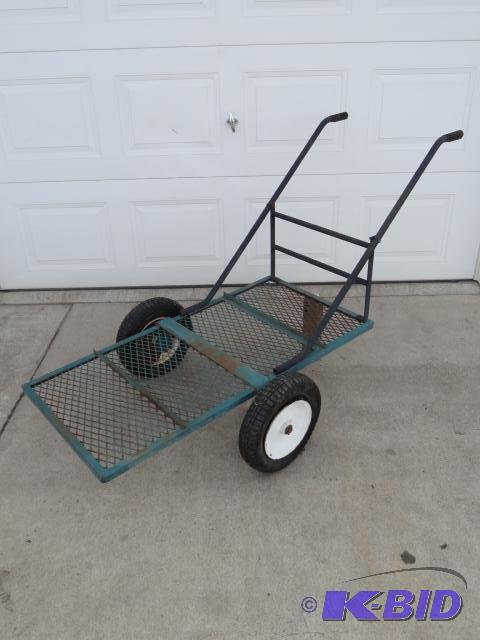 lot 133 image: Yard cart 2x4 platform, tires need tube...