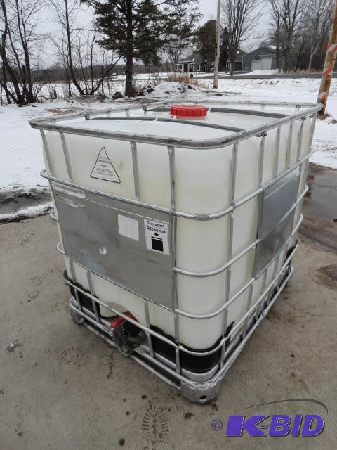 lot 2 image: Schuetz 300 gallon poly storage tank with ste...