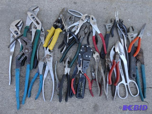 lot 96 image: Pliers, channel locks, shears, adjustable wre...