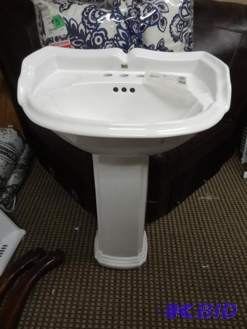 lot 24 image: 2 piece pedestal sink. Includes mounting hard...