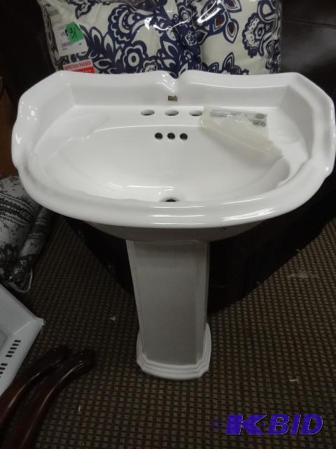 lot 26 image: 2 piece pedestal sink. Includes mounting hard...