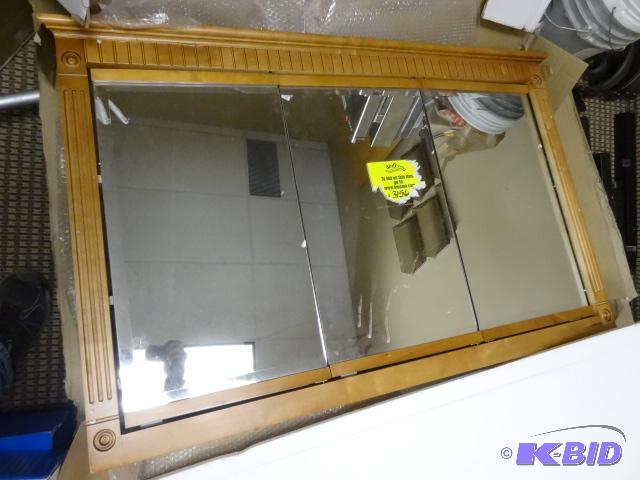 lot 33 image: Wood vanity mirrormedicine cabinet. 50 x31. ...