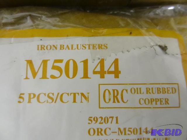 lot 49 image: Iron ballisters. M50144. Qty 5. Oil rubbed co...