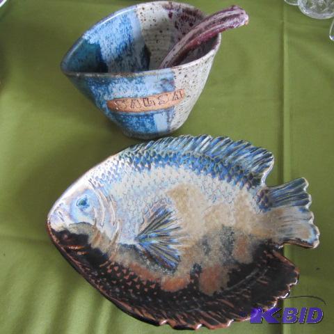 Stoneware Salsa & Fish Plate