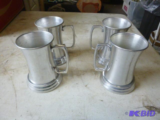 Four Aluminum Glass Bottom Steins&nbsp...
