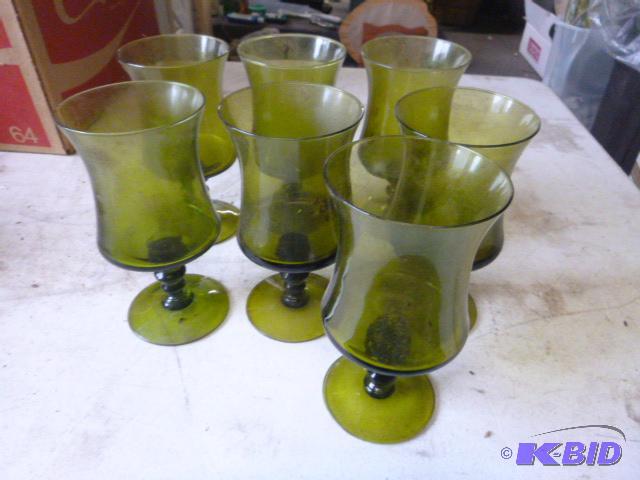 Seven Green Wine Goblets&nbsp...