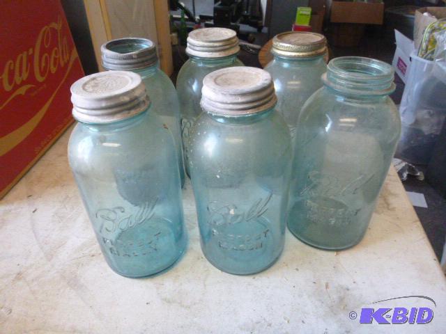 Six Blue Ball Canning Jars...